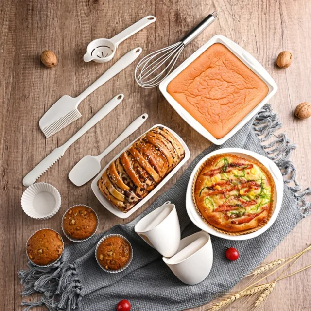 Kit de silicona para hornear 22 piezas con moldes para magdalenas, espátulas y batidor, antiadherente hasta 240°C, ideal para repostería y congelador, foto 5 de 6