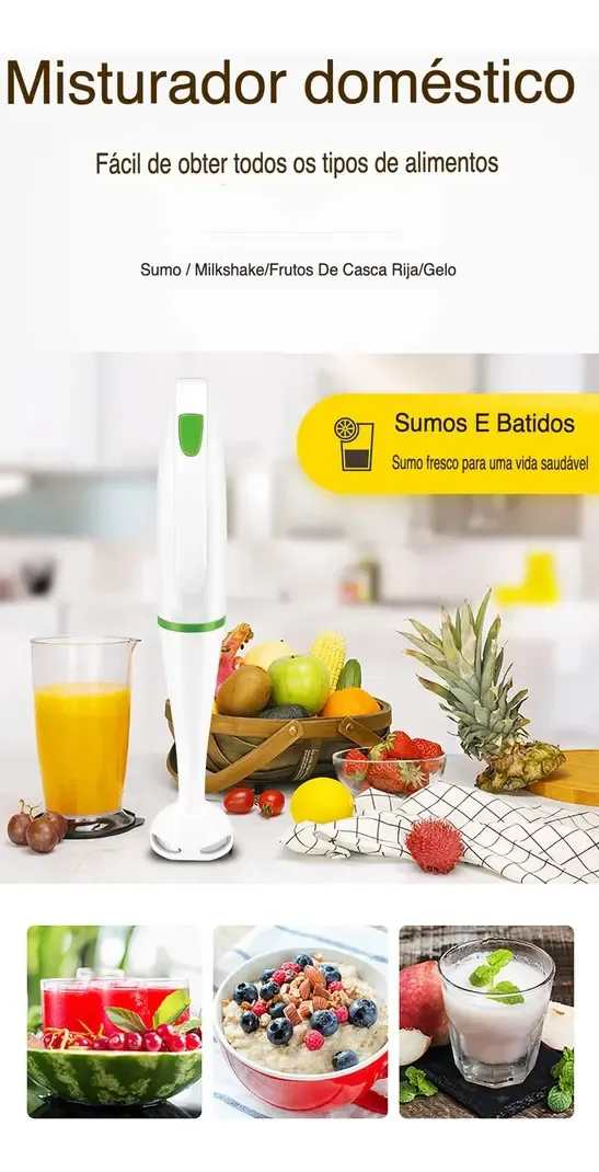 Batidora de mano 250W voltaje 120V con cuchillas de acero inoxidable y accesorios para preparaciones varias, foto 4 de 6