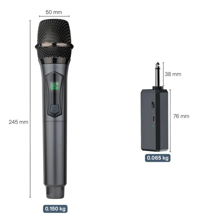 Micrófono de mano inalámbrico UHF negro modelo M10 para transmitir música, con materiales de plástico, PVC y metal, ideal para karaoke, fiestas, reuniones y presentaciones en casa o salón, foto 4 de 6
