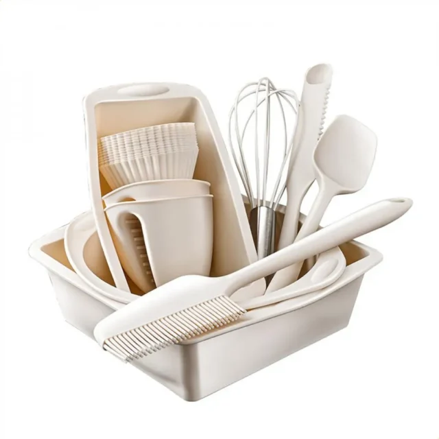 Kit de silicona para hornear 22 piezas con moldes para magdalenas, espátulas y batidor, antiadherente hasta 240°C, ideal para repostería y congelador, foto 1 de 6
