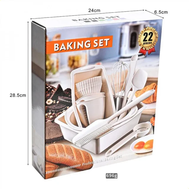 Kit de silicona para hornear 22 piezas con moldes para magdalenas, espátulas y batidor, antiadherente hasta 240°C, ideal para repostería y congelador, foto 2 de 6