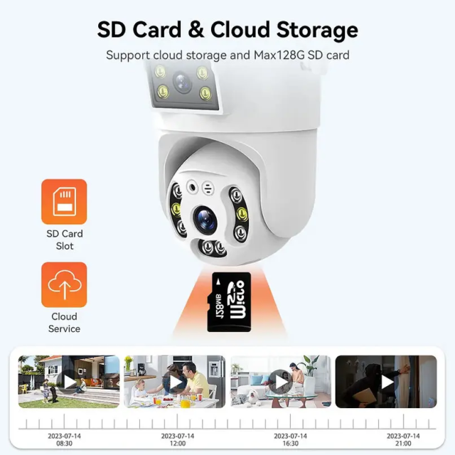 Cámara CCTV IP WiFi doble lente 4MP V380 PRO con control PTZ 350°, visión infrarroja, impermeable IP66 y app móvil para seguridad exterior, foto 4 de 5