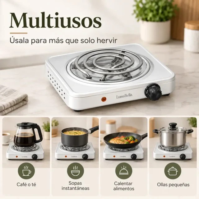 Plantilla eléctrica portátil Lumabells LB-57002 compacto con perilla de control de temperatura y calentamiento rápido para cocinas pequeñas, foto 2 de 4
