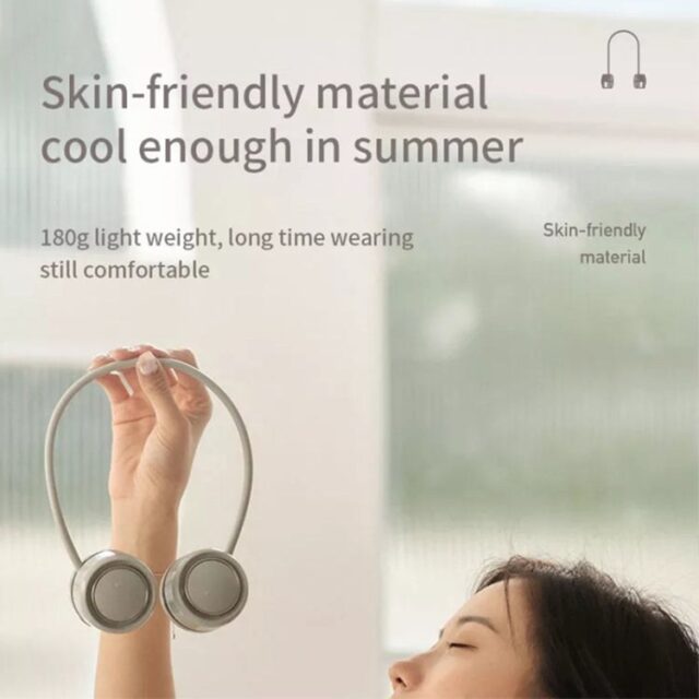 Ventilador para el cuello DQ210 portátil con carga tipo C, se enrolla para guardarlo fácilmente, medidas 118x59x49 mm, ideal para llevarlo a cualquier lado y refrescarte en el día a día, foto 6 de 6
