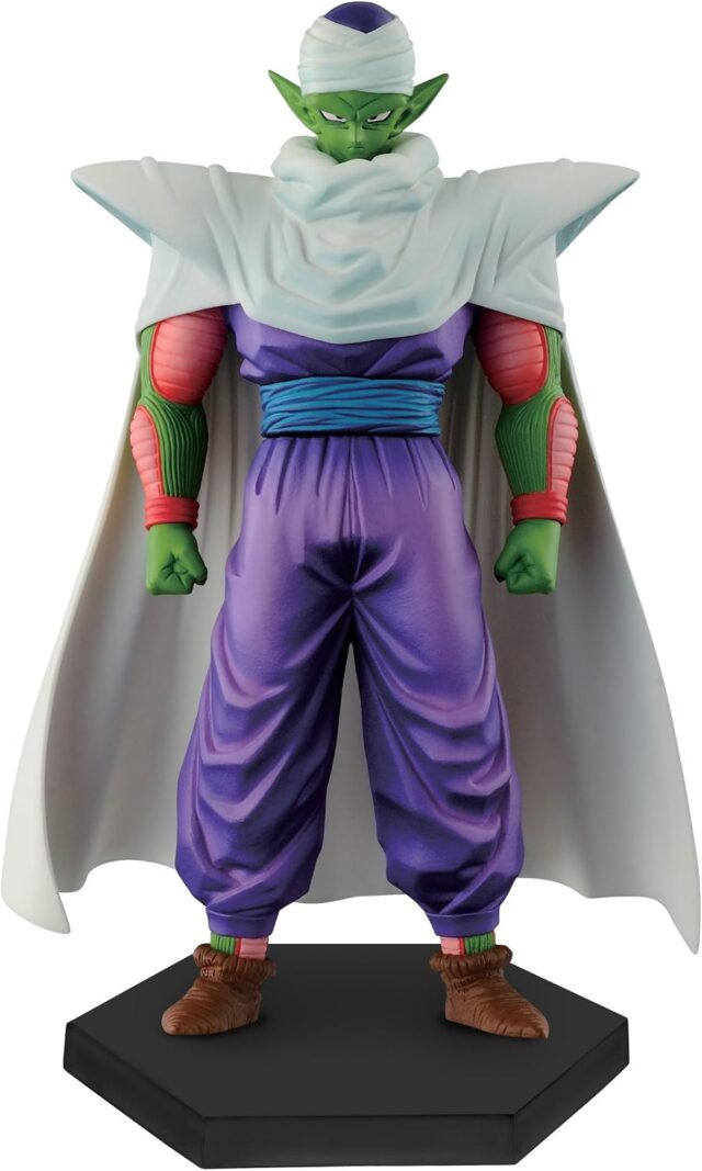 Coleccionable de Piccolo de Dragon Ball en figura de 16 cm de alto y 9 cm de ancho, con capa blanca, pantalón morado y base decorativa, ideal para fans del anime, vitrinas y regalos de colección, foto 7 de 7