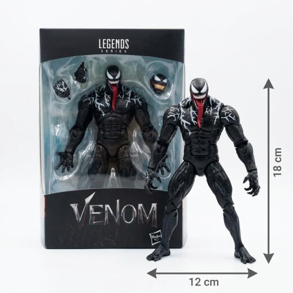 Figura coleccionable de Venom Marvel Legends Series de Hasbro, articulada, de 18 cm de alto, color negro con detalles blancos, incluye cabeza y manos intercambiables, para vitrina y coleccionistas, foto 2 de 6