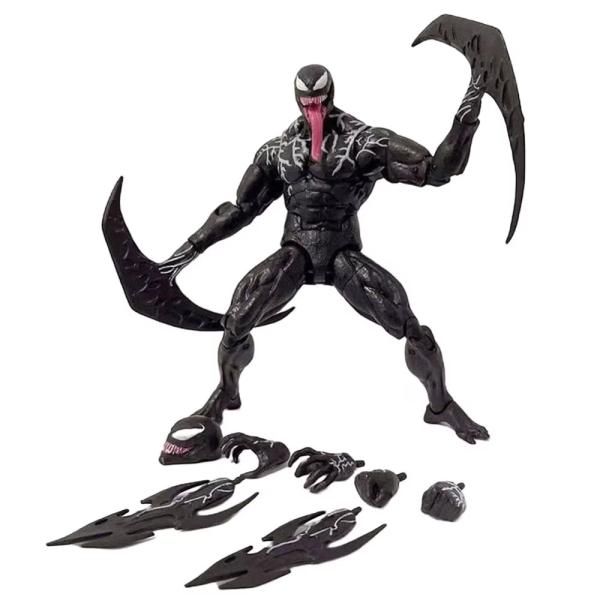 Figura coleccionable de Venom Marvel Legends Series de Hasbro, articulada, de 18 cm de alto, color negro con detalles blancos, incluye cabeza y manos intercambiables, para vitrina y coleccionistas, foto 3 de 6