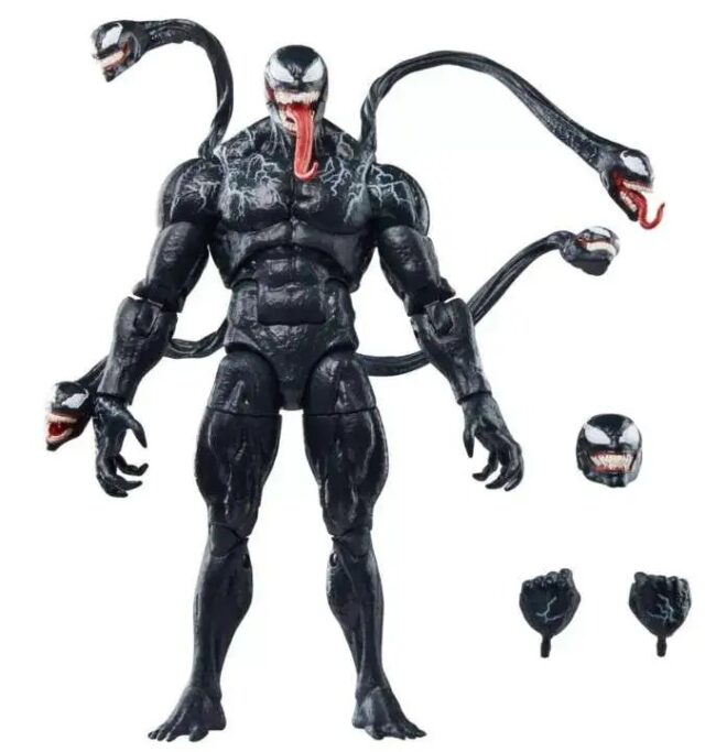 Figura coleccionable de Venom Marvel Legends Series de Hasbro, articulada, de 18 cm de alto, color negro con detalles blancos, incluye cabeza y manos intercambiables, para vitrina y coleccionistas, foto 1 de 6