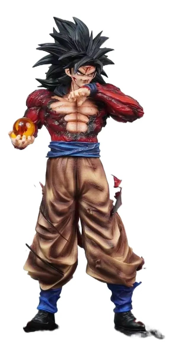 Figura de Dragon Ball con Goku en transformación SSJ4 de 27 cm de alto, base negra, cabello negro en picos, chaqueta roja, pantalón amarillo y esfera de energía, para coleccionar y exhibir, foto 1 de 5