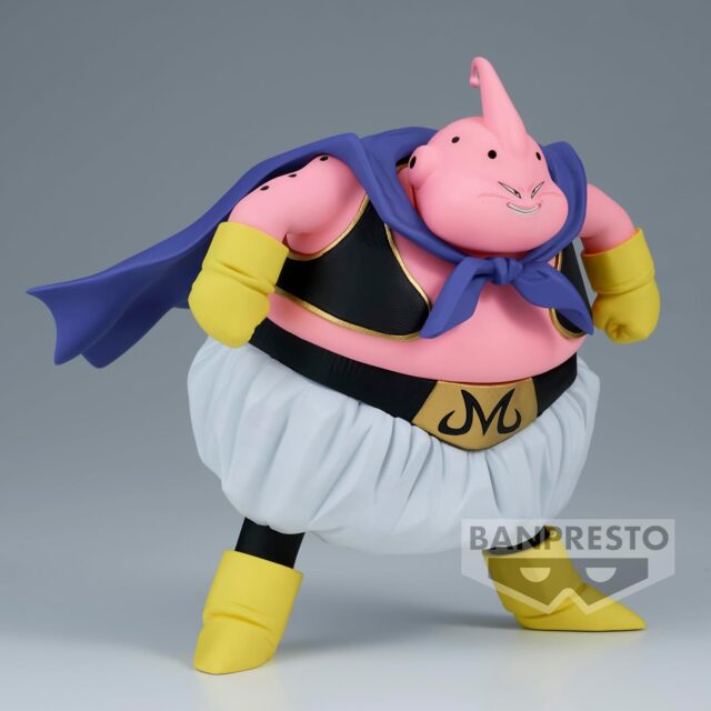 Figura de anime Majin Buu de Dragon Ball Z Banpresto, serie Solid Edge Works, con capa azul, guantes y botas amarillas, cinturón con símbolo M, en caja, para coleccionistas y fans de Dragon Ball, foto 5 de 7