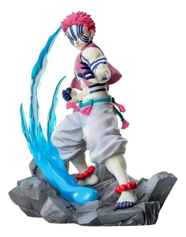 Figura de anime coleccionable de Akaza de Kimetsu no Yaiba, de 13 cm de alto, en caja, con pose de acción, ideal para fanáticos del anime y para decorar vitrinas o escritorio, foto 5 de 6