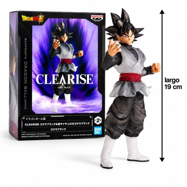 Figura de Goku Black de Dragon Ball Super, serie Clearise de Banpresto, figura de colección de 19 cm con acabado en negro y gris y pose de combate, para vitrina, regalo o colección de fans, foto 2 de 5