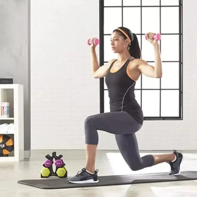 Mancuerna de gimnasio de 10 kg con recubrimiento de vinilo, cabeza hexagonal y mango central, para entrenamiento de fuerza, ejercicios de brazos y rutinas en casa o en el gimnasio, foto 3 de 3