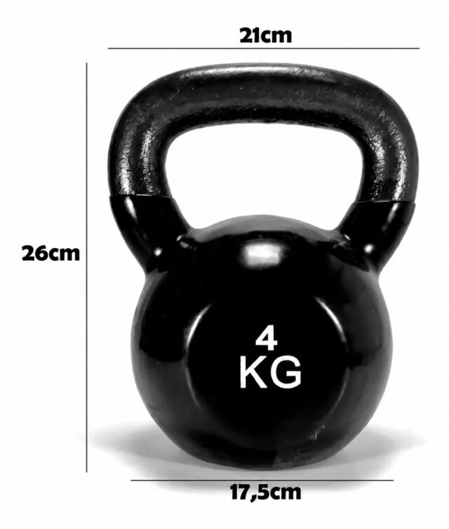 Pesa rusa de acero (kettlebell) en acabado negro brillante con asa para agarre, para ejercicios de fuerza, balanceos y acondicionamiento físico en casa o en el gimnasio, entrenamiento funcional, foto 3 de 7