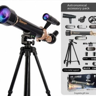 Telescopio astronómico de aleación metálica con trípode de metal de 1.3 metros, buscador, espejo diagonal, soporte para celular y oculares de 30X y 60X, para observar la luna, nebulosas y paisajes