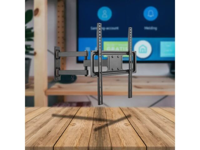 Soporte de pared para TV de 23 a 60 pulgadas con 3 brazos ajustables, acero resistente, soporta hasta 40 kg, compatible con VESA 100x100 a 400x400, color negro, brazos retráctiles para ahorrar espacio, foto 3 de 5