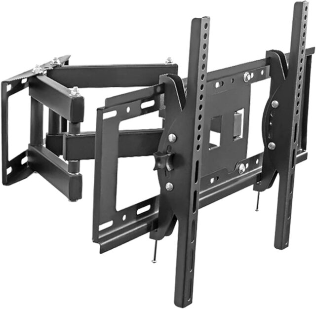 Rack de pared para TV JR-502 de montaje fijo en acero reforzado para pantallas de 32 a 85 pulgadas y 65 kg de peso máximo, ahorra espacio para salas, oficinas y comercios, con tornillería incluida, foto 1 de 4