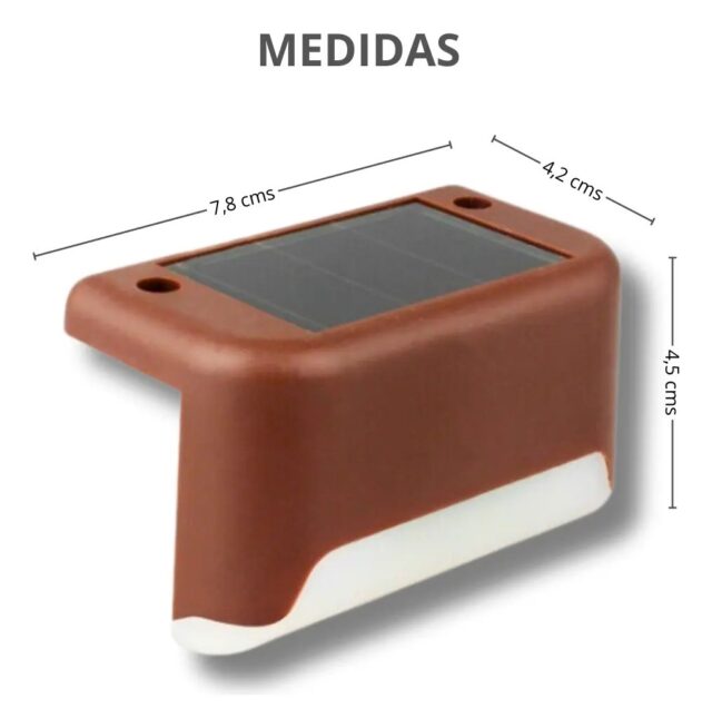 Paquete de 4 luces solares para escalones con carcasa marrón, panel solar y luz cálida automática al anochecer, resistentes para uso exterior, de montaje en pared o superficie plana para escaleras, foto 6 de 6