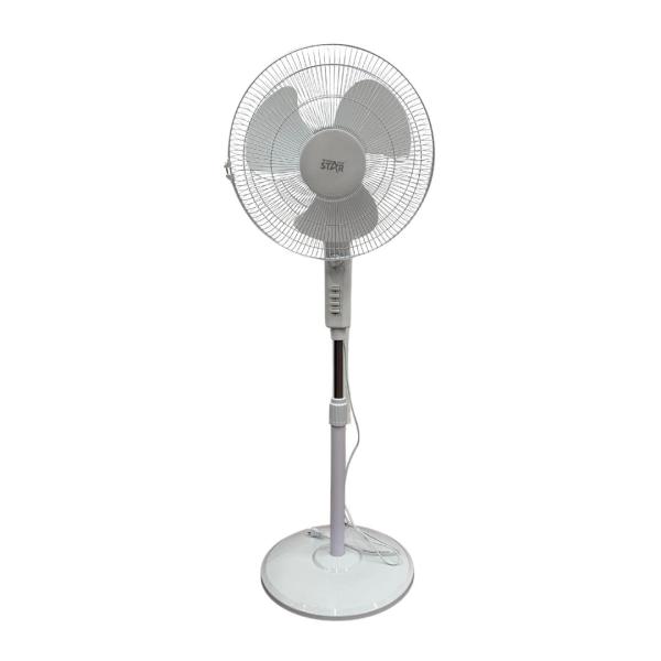 Ventilador de pie Winning Star ST-2142 color blanco, de uso doméstico, con rejilla metálica, aspas grises y base redonda, para refrescar salas, dormitorios y oficinas en el hogar, foto 2 de 4