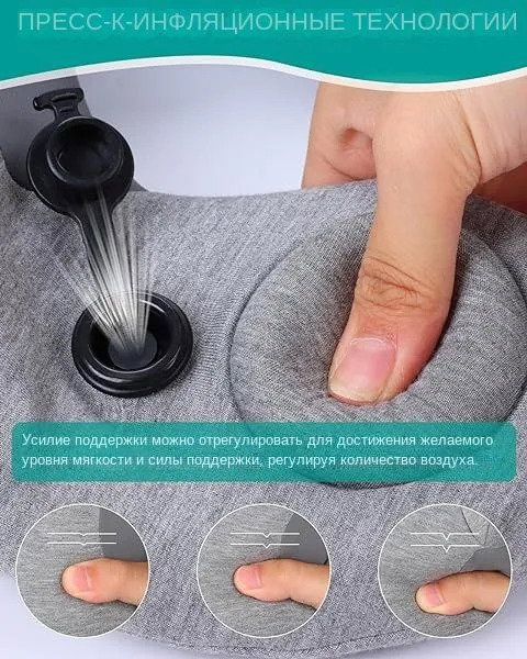 Almohada de masaje para cuello inflable con función de calor, batería integrada de 1800 mAh, válvula personalizada y bloqueo de cordón ajustable para soporte seguro y cómodo del cuello, foto 7 de 7