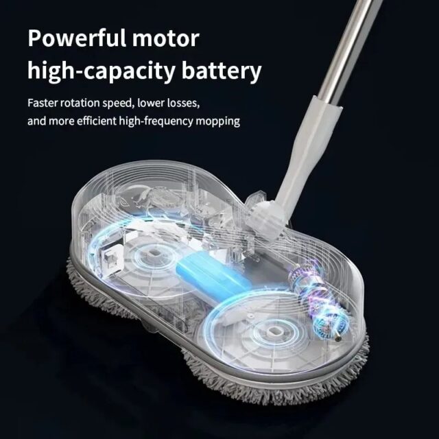 Fregona eléctrica inalámbrica Mdhl Lazy Qatar WS-21C para limpieza húmeda de pisos, con cuerpo blanco y trapos para limpiar pisos incluidos, para mantener los pisos limpios en casa, foto 3 de 7