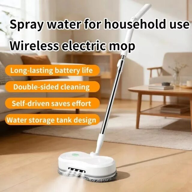 Fregona eléctrica inalámbrica Mdhl Lazy Qatar WS-21C para limpieza húmeda de pisos, con cuerpo blanco y trapos para limpiar pisos incluidos, para mantener los pisos limpios en casa, foto 4 de 7