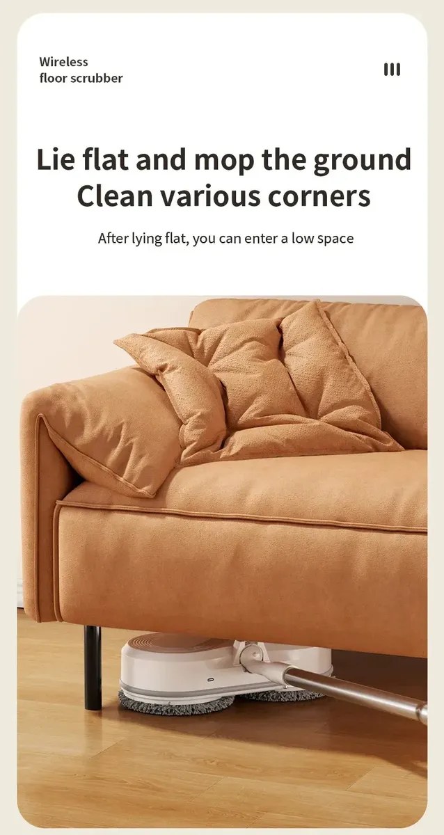 Fregona eléctrica inalámbrica Mdhl Lazy Qatar WS-21C para limpieza húmeda de pisos, con cuerpo blanco y trapos para limpiar pisos incluidos, para mantener los pisos limpios en casa, foto 5 de 7