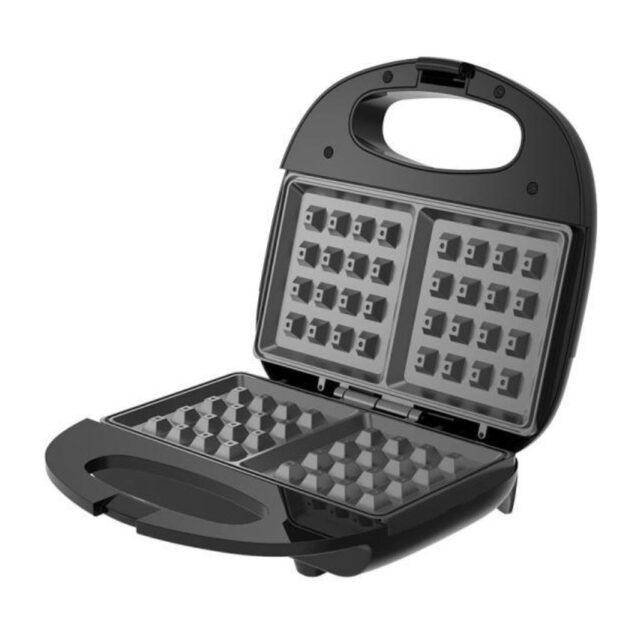 Waflera Winning Star ST-2121 color negro de 750 W y 110 V, planchas de aluminio con recubrimiento antiadherente, control automático de temperatura y cocción dual para wafles uniformes en casa, foto 4 de 5