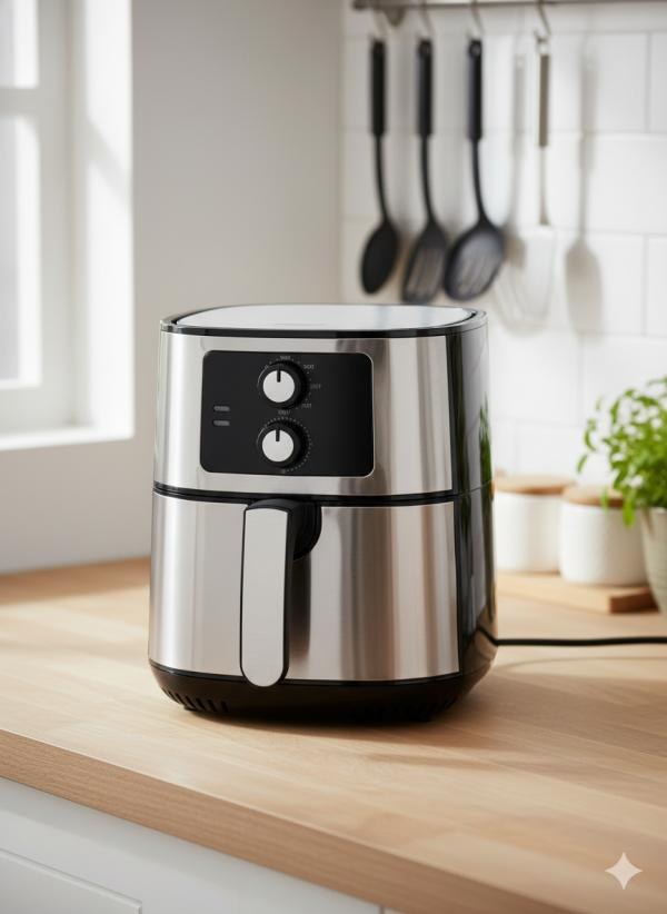 Freidora de aire ST-2042 de la marca Winning Star, carcasa de acero inoxidable, perillas de control y cesta con asa, para cocinar alimentos crujientes con poco aceite en casa, foto 1 de 3