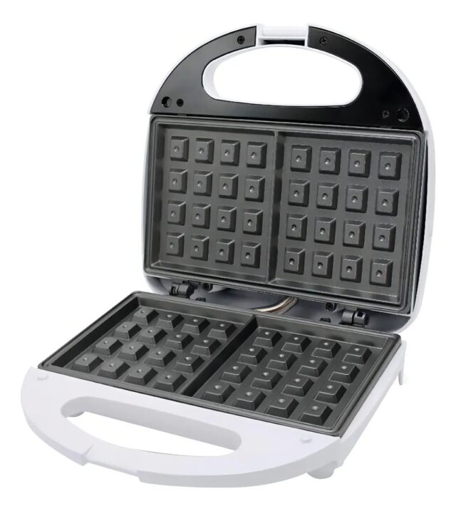 Waflera Winning Star ST-2121 de 750 W en color blanco con placas antiadherentes de aluminio, cocción de doble cara para cocinar, calentar y dorar waffles, luces indicadoras y asa de manejo práctico, foto 4 de 4