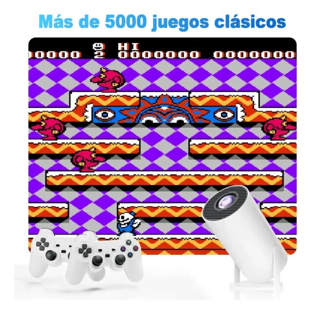 Proyector gamer con WiFi y Android 11 modelo MX30, resolución 1024 x 768 y 400 lúmenes, entradas HDMI, USB y tarjeta microSD, Bluetooth 5.4 y dos controles inalámbricos, para cine y videojuegos, foto 3 de 10