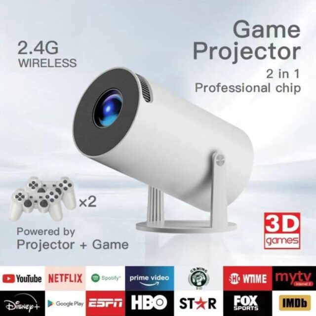 Proyector gamer con WiFi y Android 11 modelo MX30, resolución 1024 x 768 y 400 lúmenes, entradas HDMI, USB y tarjeta microSD, Bluetooth 5.4 y dos controles inalámbricos, para cine y videojuegos, foto 8 de 10