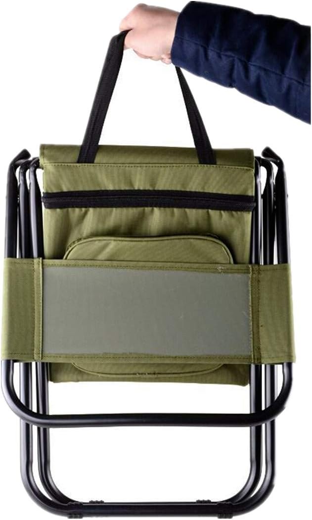Silla plegable de camping en verde con estructura de acero para 200 kg, tela Oxford 600D impermeable, varios bolsillos y bolsa aislante para alimentos, ideal para playa, pesca y estadio, foto 3 de 6