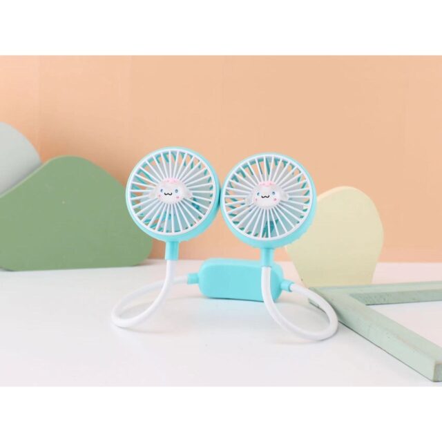 Ventilador compacto y liviano celeste, modelo DD8026S, para llevar en el bolso o la mochila, con flujo de aire que refresca en segundos, ideal para estudiantes, oficinistas y viajeros, foto 3 de 4