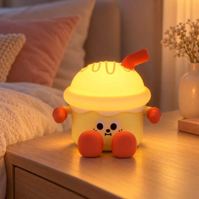 Lámpara de noche LED para niños recargable con brillo regulable en tres niveles por toque, pantalla de ABS y silicona, batería de 1200 mAh de hasta 3 horas y diseño kawaii decorativo para cuarto, foto 1 de 5