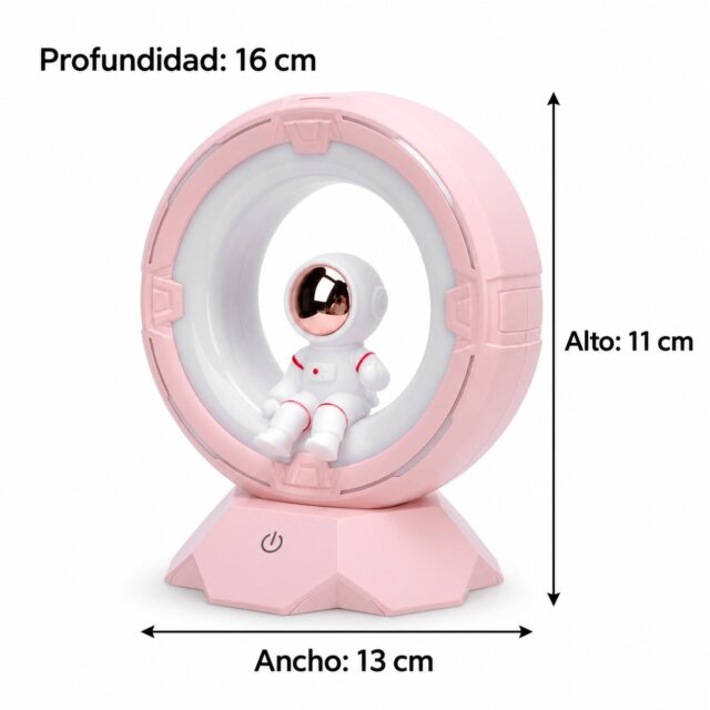 Lámpara infantil en forma de astronauta, recargable por USB, con sensor táctil, tres tonos de luz y brillo ajustable, de silicona y ABS, portátil para dormitorios de niños, viajes y acampadas, foto 2 de 4