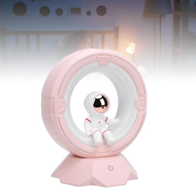 Lámpara infantil en forma de astronauta, recargable por USB, con sensor táctil, tres tonos de luz y brillo ajustable, de silicona y ABS, portátil para dormitorios de niños, viajes y acampadas, foto 4 de 4