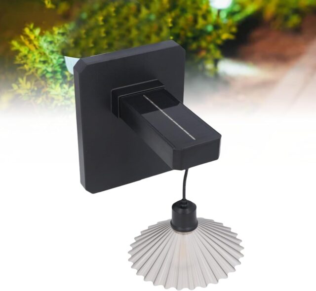 Lámpara solar LED de pared negra para exteriores, con panel solar, encendido automático al anochecer, carcasa ABS impermeable, batería de 1500 mAh con hasta 8 horas de luz y control de botones, foto 2 de 5