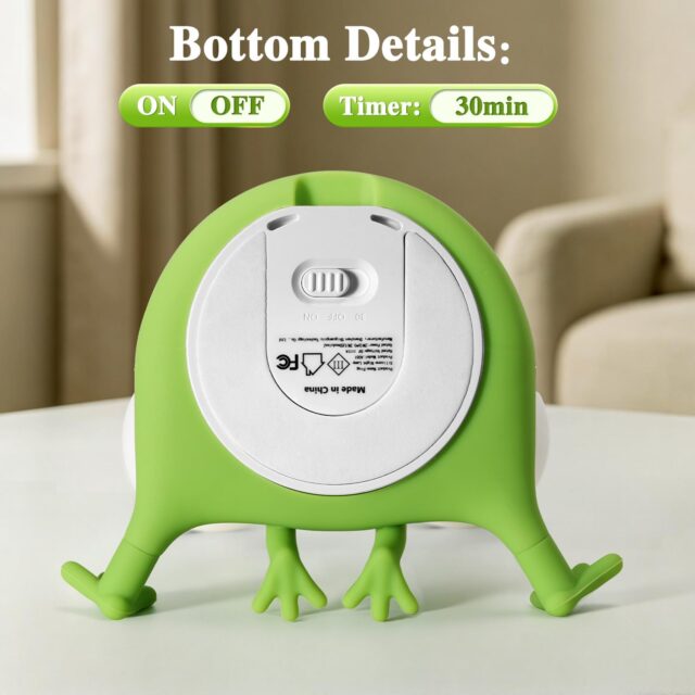 Lámpara nocturna de rana con silicona suave, tres niveles de brillo, batería recargable de 1200 mAh con carga USB tipo C, luz cálida para niños, dormitorio y regalos de cumpleaños, foto 2 de 6