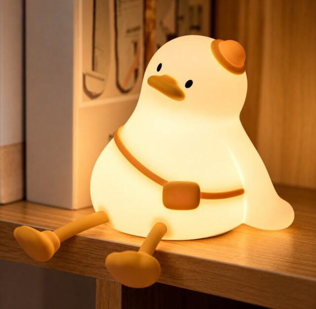 Lámpara de noche táctil con forma de pato de silicona, recargable por USB, con temporizador, para cuartos infantiles y juveniles, repisas, sofás o cómodas, ideal como regalo de cumpleaños, foto 1 de 4