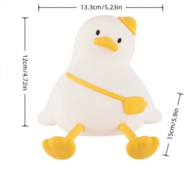 Lámpara de noche táctil con forma de pato de silicona, recargable por USB, con temporizador, para cuartos infantiles y juveniles, repisas, sofás o cómodas, ideal como regalo de cumpleaños, foto 4 de 4