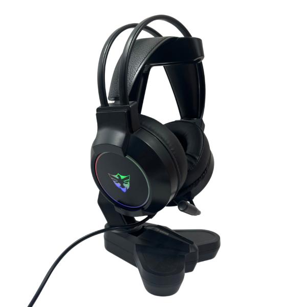 Audífonos gamer JEQANG JH-750 con cable y conector USB, luces RGB, micrófono de brazo, almohadillas acolchadas y soporte para audífonos, para jugar y chatear en computadora, foto 2 de 2