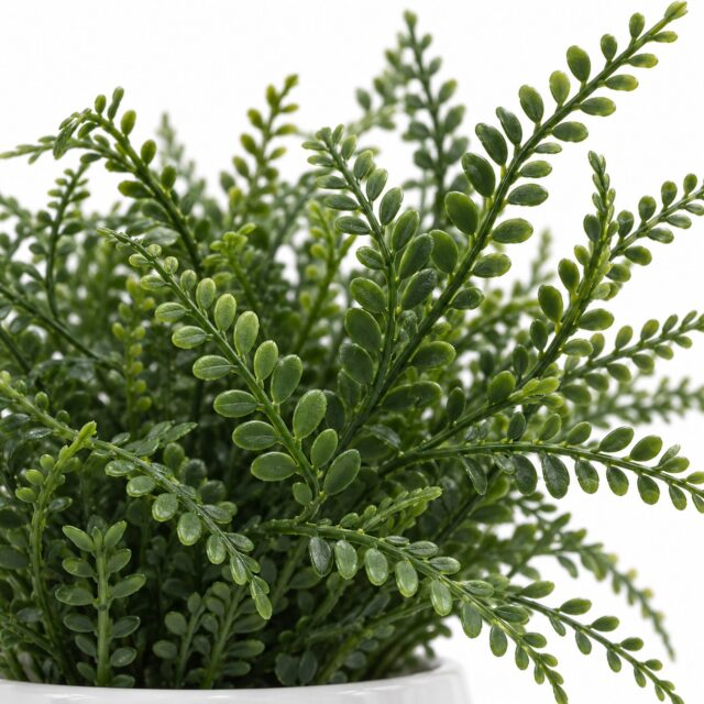 Helecho artificial en florero de cerámica con hojas de textura natural, compacto y de 32 cm de alto, sin riego ni poda, para escritorio, baño o repisa de cocina, decoración verde de bajo cuidado, foto 2 de 4