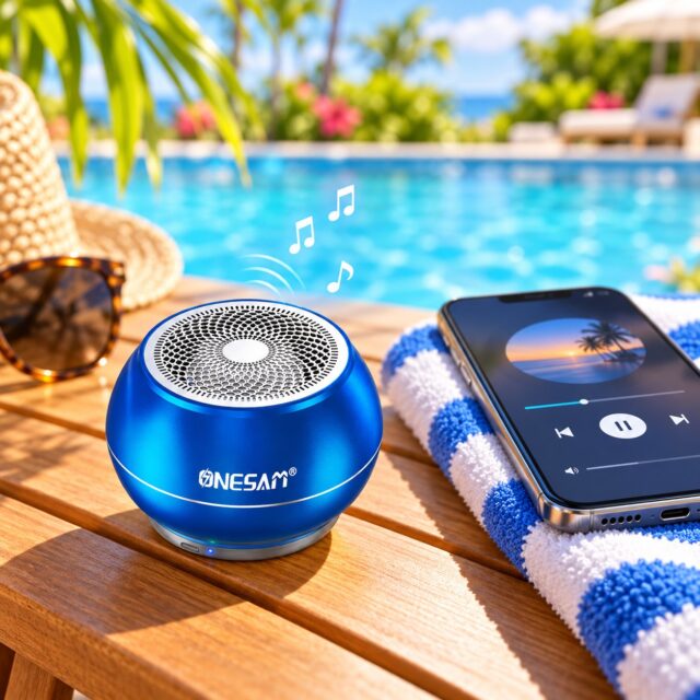 Parlante inalámbrico Bluetooth Onesam OS-D23 azul, fácil de llevar, para escuchar música desde tus dispositivos, complementar el sonido de tu computadora y llevarlo de la oficina a la casa, foto 1 de 3
