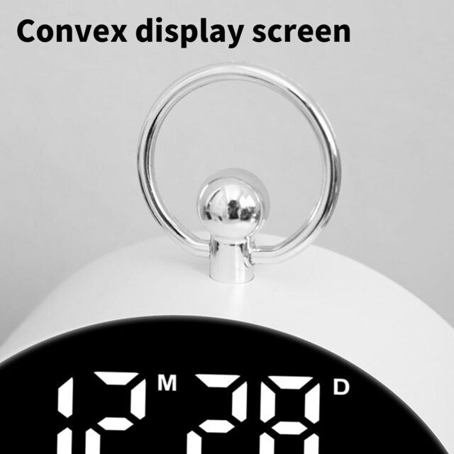 Reloj despertador de mesa blanco con hora, día y fecha, doble alarma con repetición, formato de 12 o 24 horas, brillo en cuatro niveles y memoria con pilas y USB, para dormitorio u oficina, foto 2 de 4