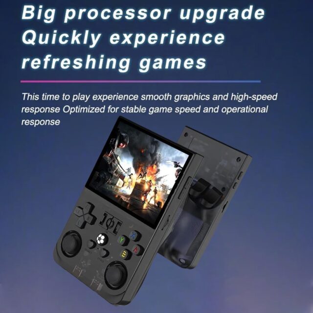 Consola de videojuegos portátil R36Pro con pantalla IPS de 3.5 pulgadas, sistema Linux, CPU RK3326 de 4 núcleos, 1GB de RAM, joysticks 3D duales, Wi-Fi y batería de hasta 6 horas para juegos retro, foto 3 de 9