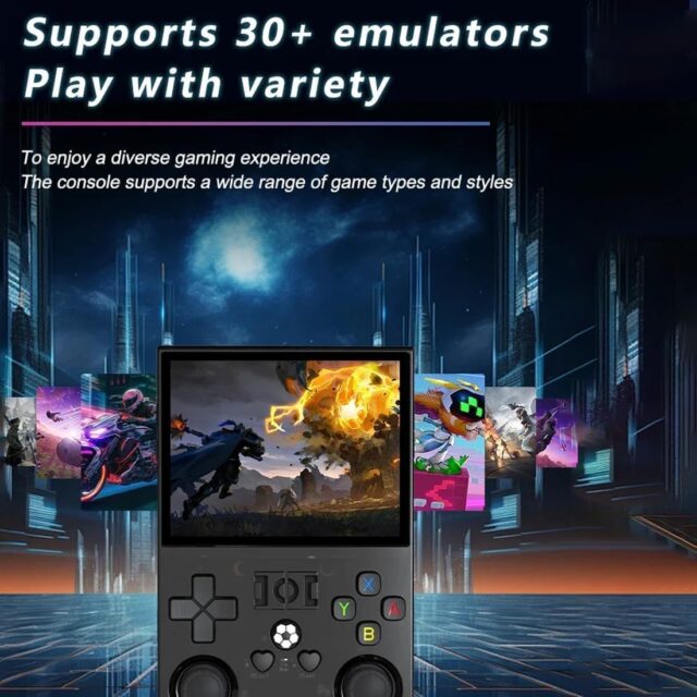 Consola de videojuegos portátil R36Pro con pantalla IPS de 3.5 pulgadas, sistema Linux, CPU RK3326 de 4 núcleos, 1GB de RAM, joysticks 3D duales, Wi-Fi y batería de hasta 6 horas para juegos retro, foto 4 de 9