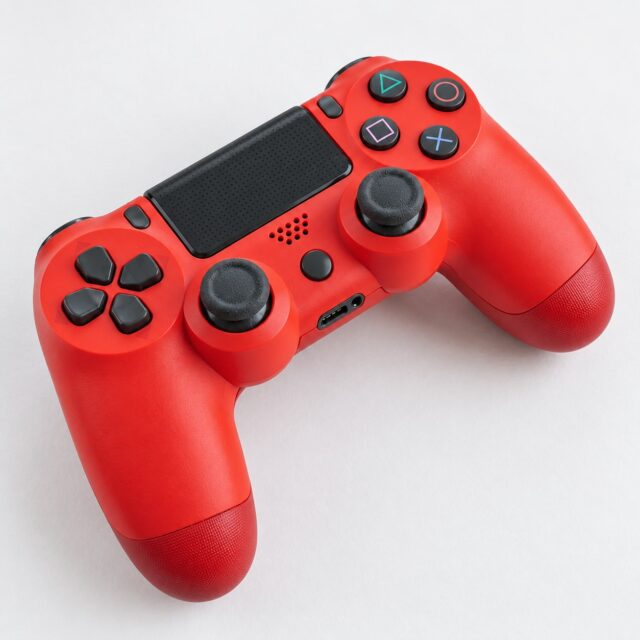 Mando inalámbrico rojo para videojuegos con Bluetooth o cable USB, vibración incorporada y diseño ergonómico, compatible con PC, celular, PS4, Android, iPhone e iOS para jugar en casa, foto 2 de 4