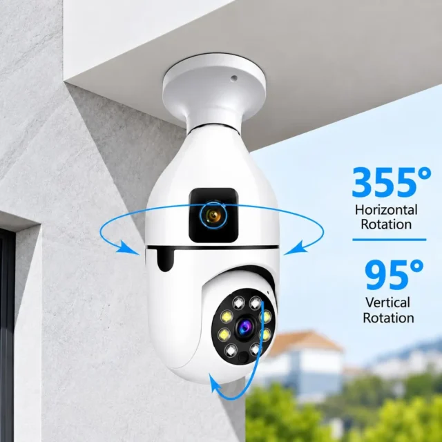 Cámara CCTV WiFi de doble pantalla PTZ inteligente 4MP, visión nocturna y video panorámico 360° almacenado en nube, foto 1 de 5
