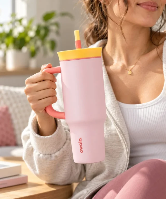 Tumbler Owala 40 oz con aislamiento avanzado, mantiene bebidas frías por horas, capacidad grande, diseño duradero y portátil para deportes, trabajo y actividades al aire libre, foto 1 de 3